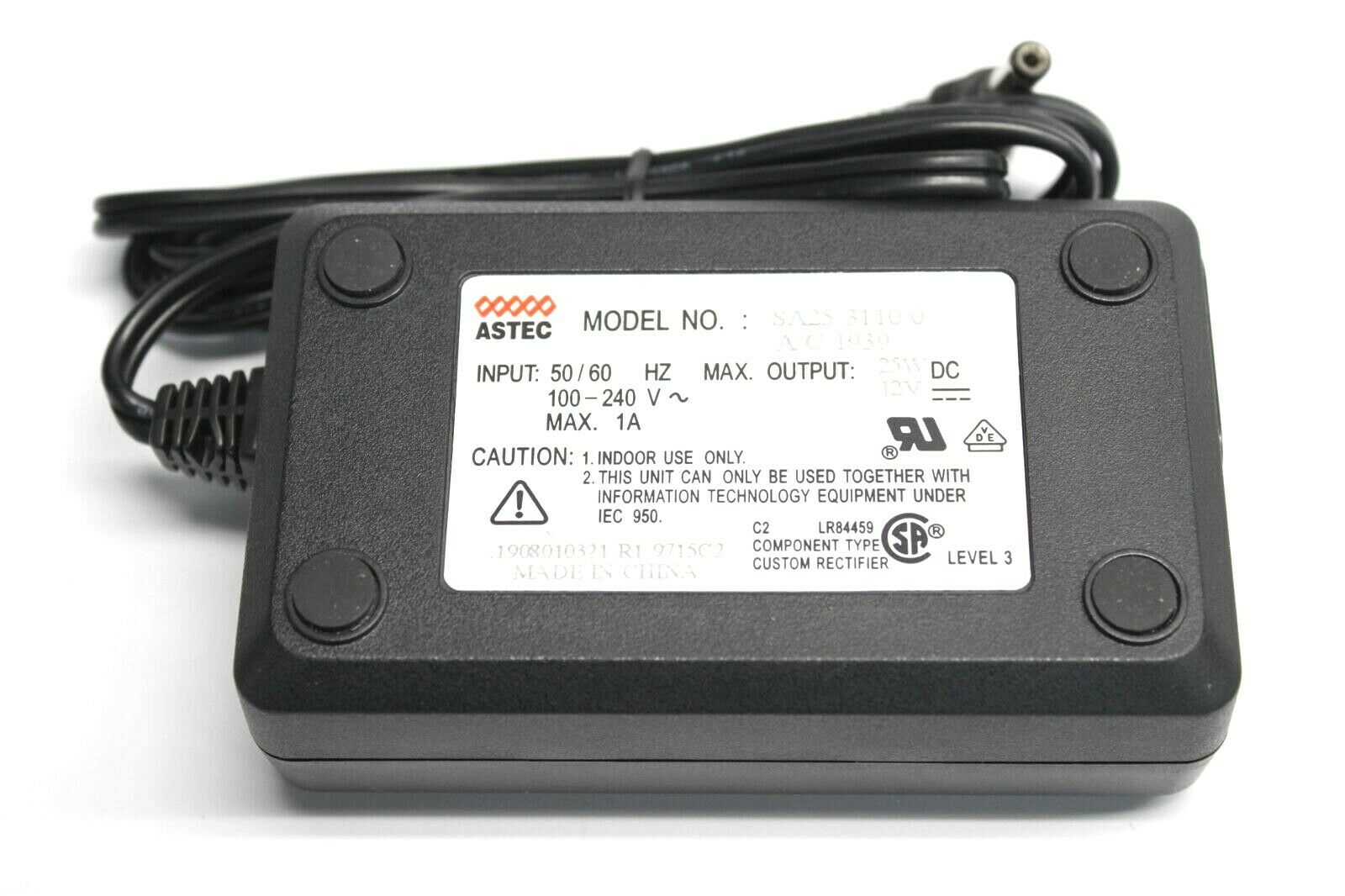 Astec SA25-3110-0 A/C 1939 Power Supply AC Adapter Output 12V 1A Brand: Astec Type: Adapter MPN: Does Not Apply M